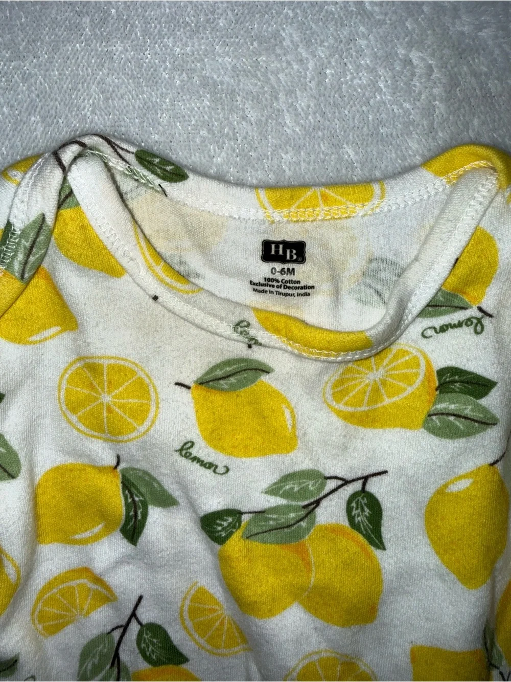 Hudson Baby white lemons 0-6 months cotton sleep gown and